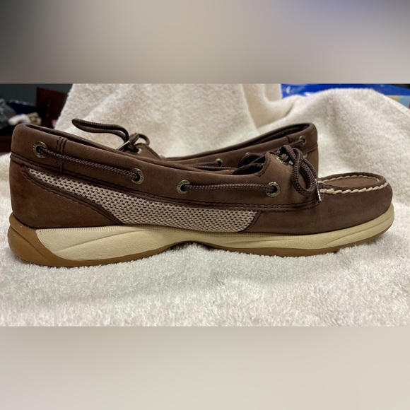 Womens Sperry Top Sider Brown And Tan Leather Boat Shoes Size 8.5M - Picture 5 of 5